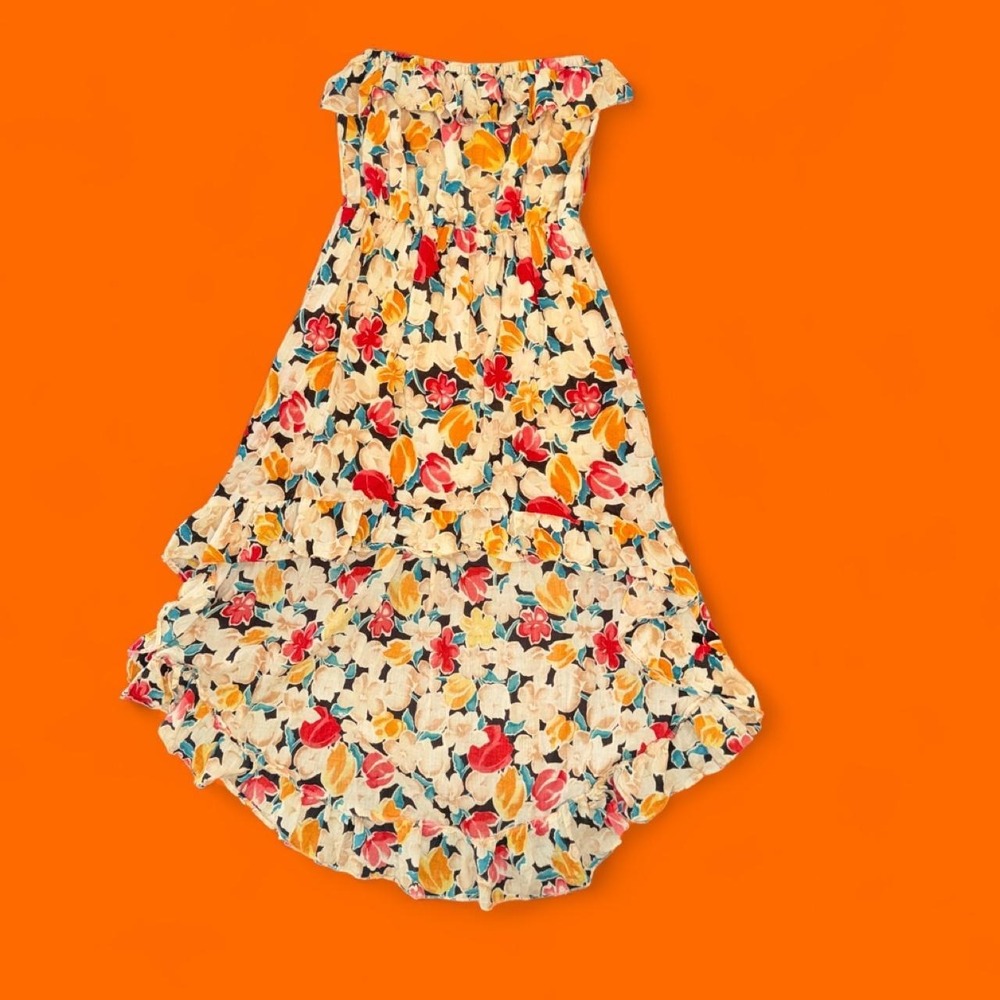 Chesleyโ Tropical Floral Strapless High-Low Dress | Medium